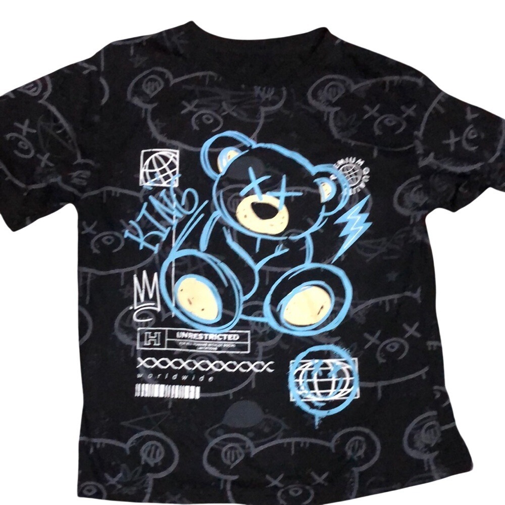 Boys King‎ Teddy Bear Graphic T-Shirt -L(This boys 14-16)